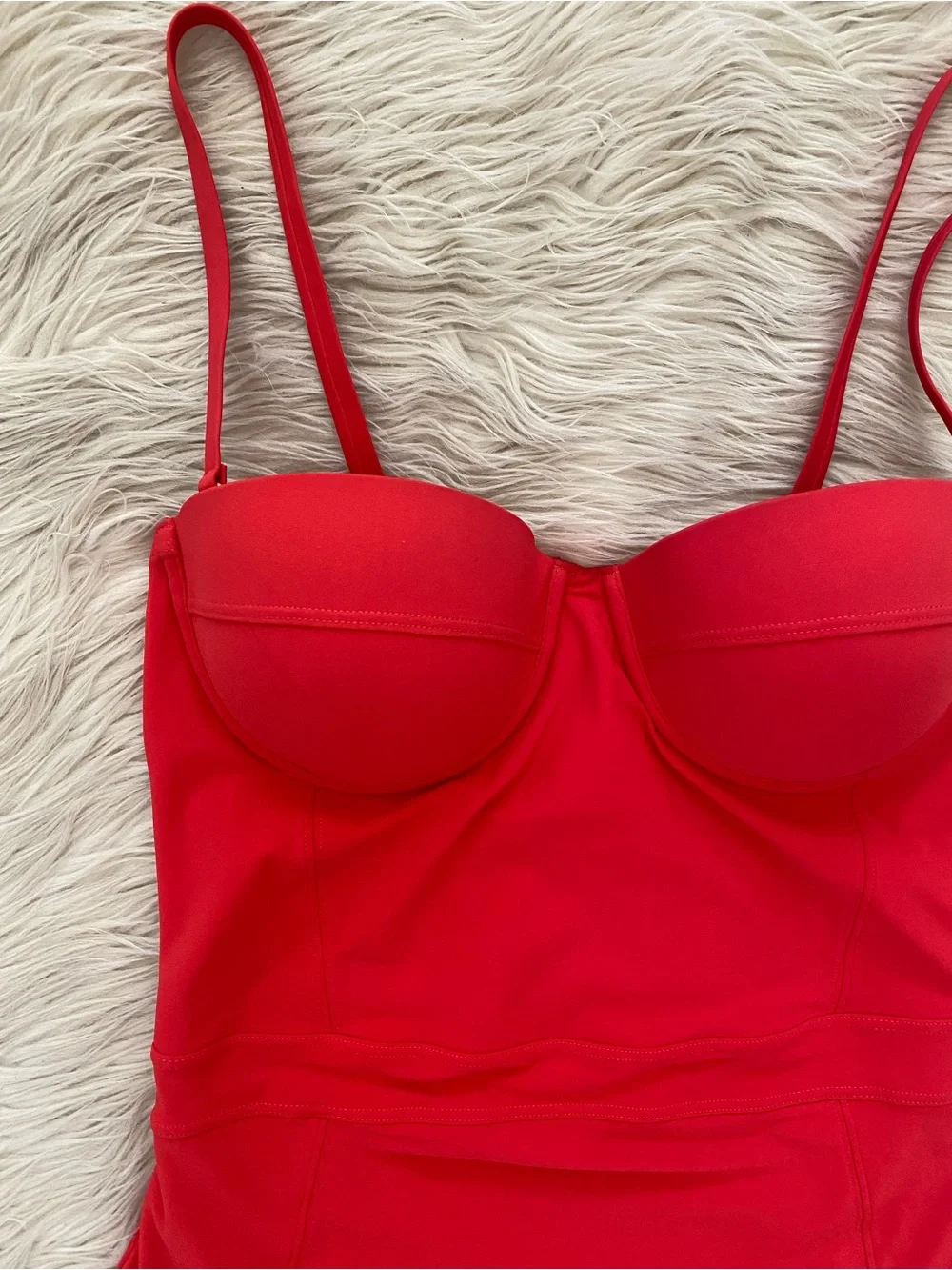 Tory Burch Lipsi Solid One Piece Swimsuit Poppy Red Bustier Underwire Tropical S